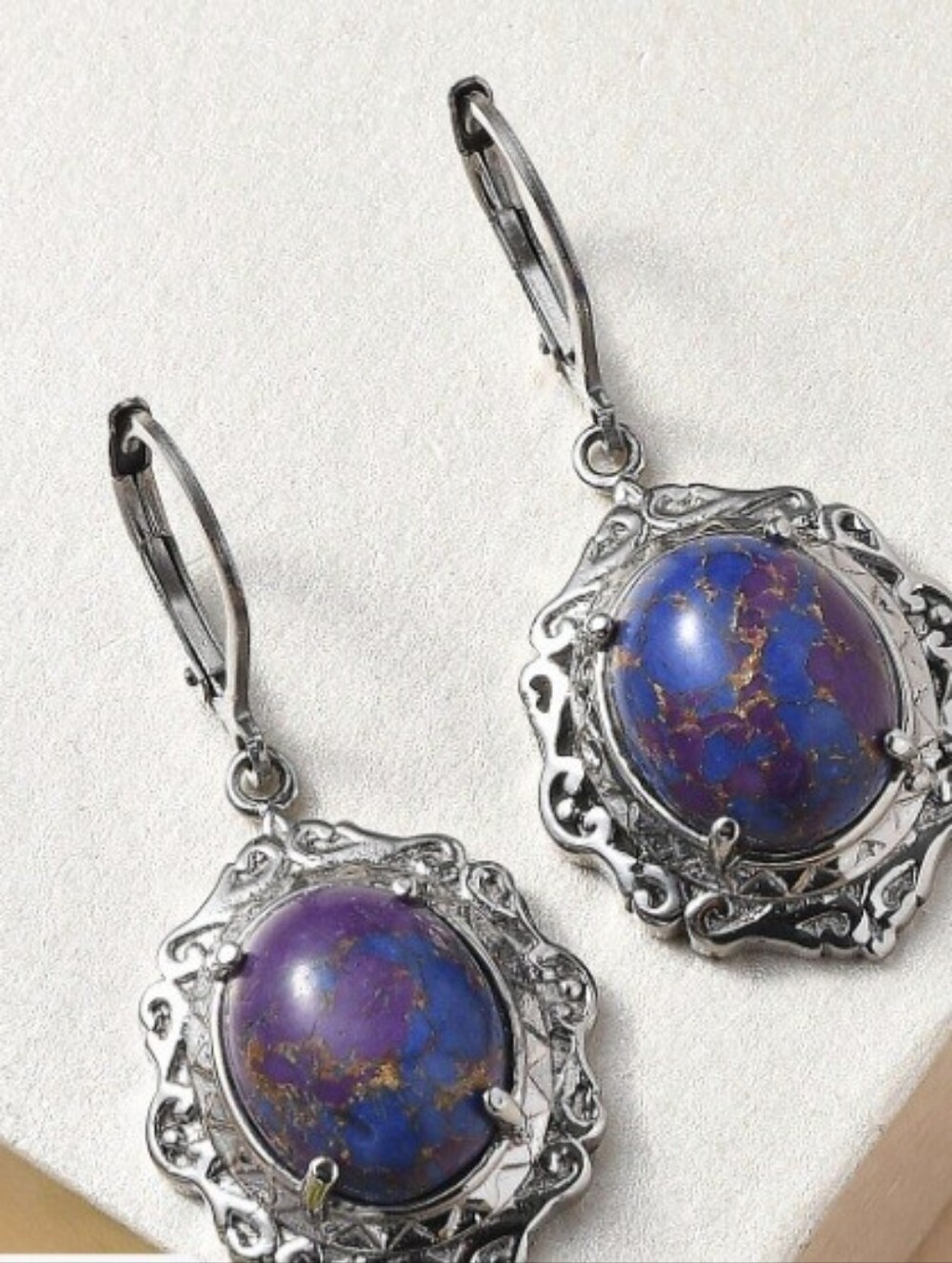 EverTrue Mojave Purple Turquoise 8.15 ctw Earrings in Stainless Steel
